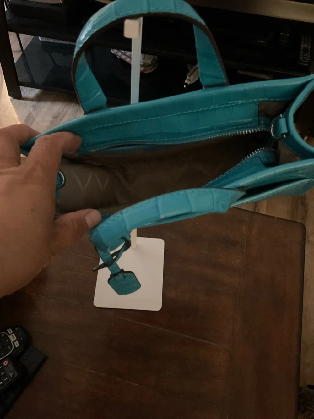 Michael Kors Turquoise Croc-Embossed Satchel - Picture 4 of 5